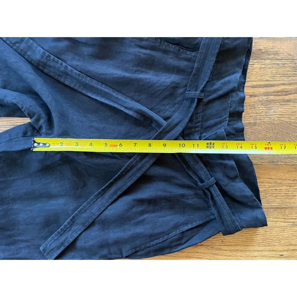 REFORMATION Black Linen Wide Leg Waist Tie Pants Trousers  Women's Size 6